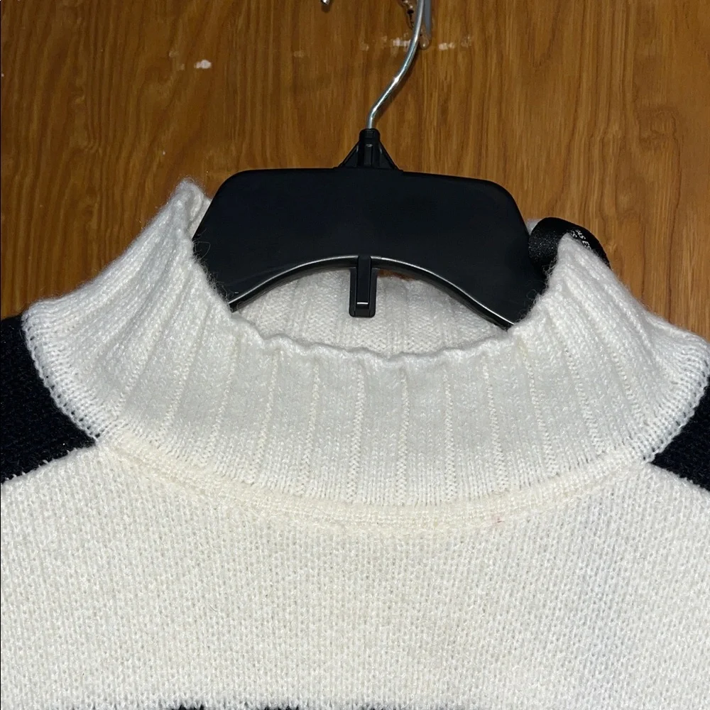 Snow Bunny Cropped Cream & Black Turtleneck Sweater